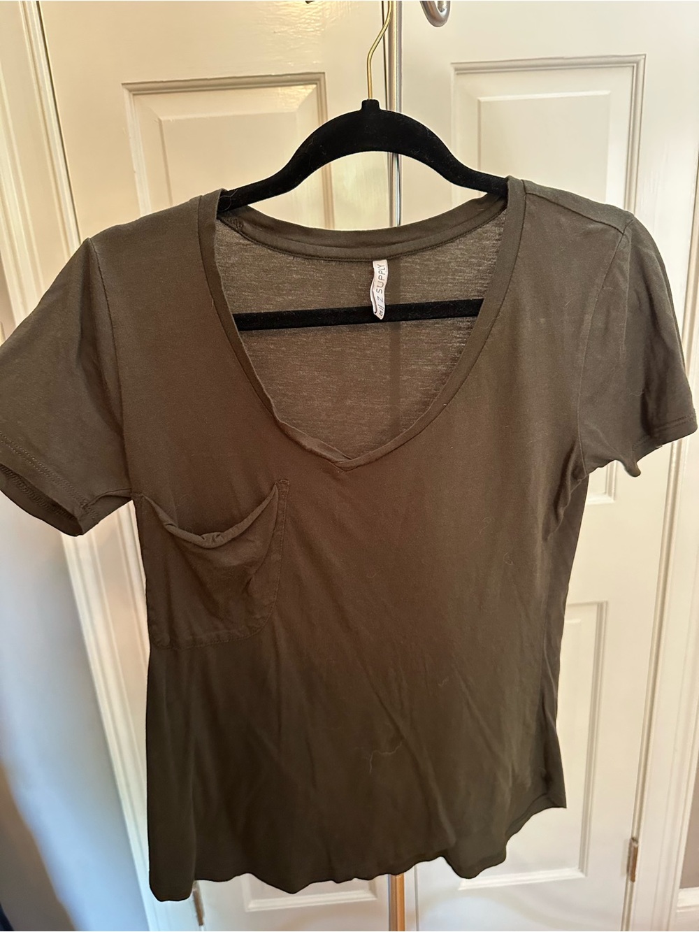 Z Supply Olive V-Neck Pocket Tee - Short Sleeve